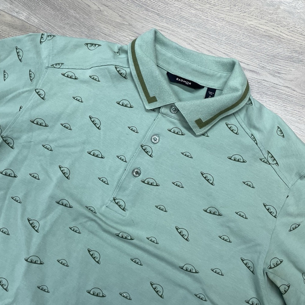 Radmor Golf Light Green AOP Polo Men Sz M READ Golf Casual‎